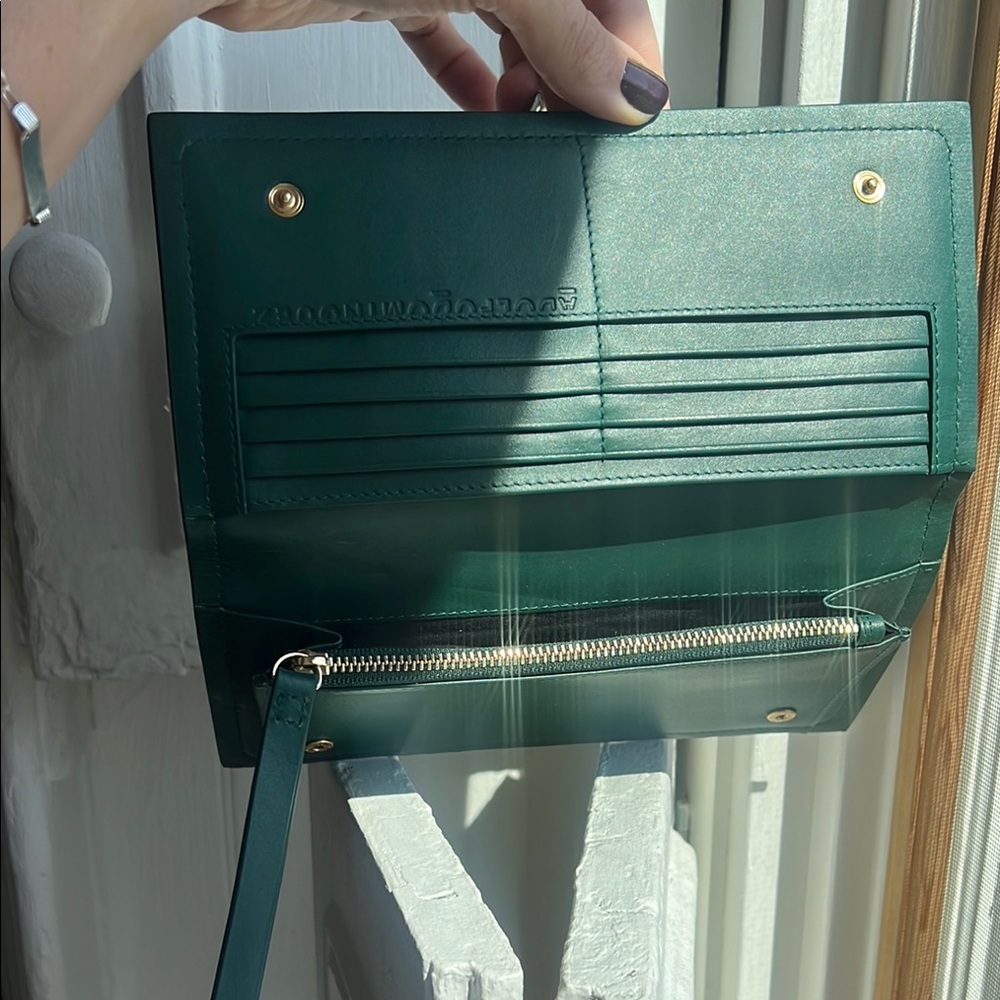 Adolfo Dominguez Green Leather Wallet